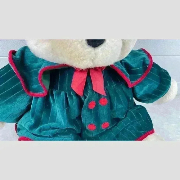 Dan Dee vintage Plush Bear White With Green‎ Overcoat - Picture 2 of 10